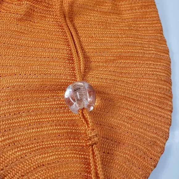 Donna Karan New York Orange Bag Purse Woven Evening Drawstring Pouch Crossbody